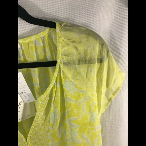 NWT $228 Joie‎ 'Anerae' Silk Top Yellow-Lime [SZ Medium ] - Picture 5 of 8